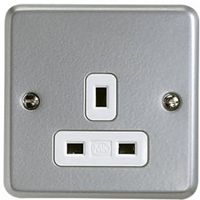 Show details for  Metal Clad 13A Unswitched Socket, 1 Gang, Grey, White Insert, Metalclad Plus Range