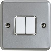 Show details for  Metal Clad 10A 2 Way Switch, 2 Gang, Grey, Metalclad Plus Range