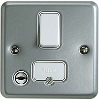 Show details for  Metal Clad 13A Switched Fused Connection Unit with Flex Outlet, 1 Gang, Grey, White Insert, Metalclad Plus Range