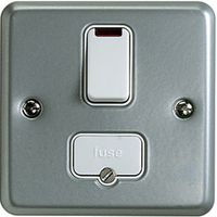 Show details for  Metal Clad 13A Switched Fused Connection Unit with Neon, 1 Gang, Grey, White Insert, Metalclad Plus Range