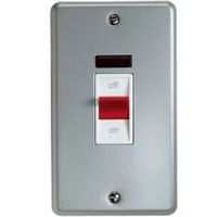 Show details for  32A Three Pole High Current Switch with Neon and Earth Terminal, 2 Gang, Grey, Metalclad Plus Range