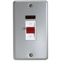 Show details for  Metal Clad 50A Double Pole Switch with Neon, Grey, White Insert, Metalclad Plus Range
