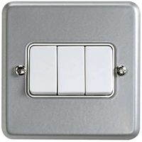 Show details for  Metal Clad 10A 2 Way Switch, 3 Gang, Grey, Metalclad Plus Range