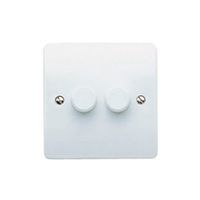 Show details for  Logic Plus 2 Gang 1 Way 250W Dimmer Switch - White