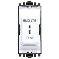 Show details for  20A Double Pole Grid Emergency Key Switch Module 'EMG LTG TEST', White, White Trim, Grid Plus Range