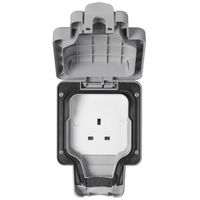 Show details for  Weatherproof 13A Unswitched Socket, 1 Gang, Grey, IP66, Masterseal Plus Range