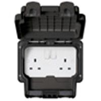 Show details for  Weatherproof 13A Double Pole Switched Socket, 2 Gang, White, IP66, Masterseal Plus Range