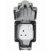 Show details for  Weatherproof 13A Double Pole Switched Socket, 1 Gang, Grey, IP66, Masterseal Plus Range