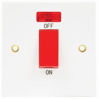 Show details for 45A Double Pole Switch with Neon, 1 Gang, White, Arctic Edge Range
