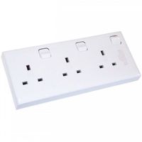 Show details for  13A Switched Converter Socket, 3 Gang, White, Arctic Edge Range