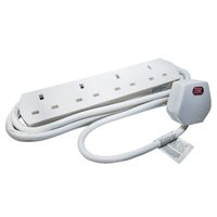 Show details for  4 gang + 2 metres cable EXTENSION LEADS 13A WHITE (PREPACKED)