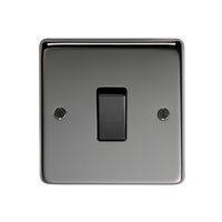 Show details for  10A 1 Gang 2 Way Switch - Black Nickel/White