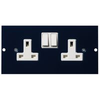Show details for  Mita Twin Switched Socket Outlet, 2 Gang, Black
