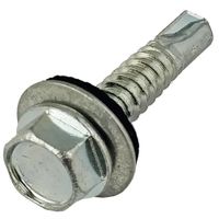 Show details for  Hexagon Head Washered Driller, 5.5mm, 25mm, 1.2mm-3.5mm, Steel, Bright Zinc Plated [Pack of 200]