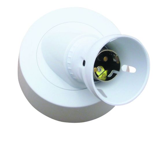 Angled Batten Lamp holder BC with HO Skirt Clear Ceiling Rose Base White