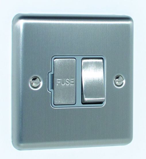 13A Switched Fuse Spur Satin Stainless Steel