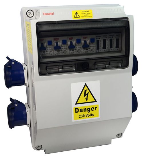 17th Edition Caravan Hookup 4 x 16A 3P outlet 240V c/w 4 x RCBO 30ma DP