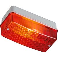 Show details for  100W Bulkhead with Red Prismatic Diffuser and Aluminium Base, E27, 230V, IP65, Grey