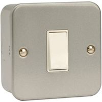 Show details for  Metal Clad 10A 2 Way Plate Switch, 1 Gang, Grey, White Insert, Essentials Range