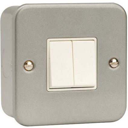 CL012 Scolmore Click Essentials 10A 2 Gang 2 Way Light Switch Metal ...