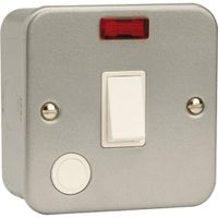Show details for  Metal Clad 20A Double Pole Plate Switch with Neon and Optional Flex, 1 Gang, White Trim, Essentials Range