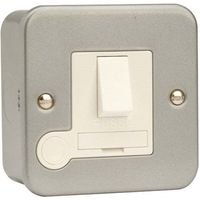 Show details for  Metal Clad 13A Double Pole Switched Fused Connection Unit with Flex Outlet, 1 Gang, Grey, White Insert, Essentials Range
