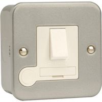 Show details for  Metal Clad 13A Double Pole Switched Spur with Flex Outlet, 1 Gang,  Grey, White Trim, Essentials Range