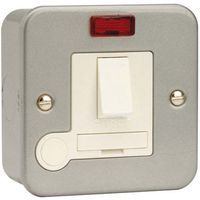 Show details for  Metal Clad 13A Double Pole Switched Fused Connection Unit with Neon, 1 Gang, Grey, White Insert, Essentials Range