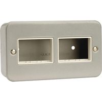 Show details for  Metal Clad Front Plate with Back Box, 2 Gang, 2 x 3 Aperture, Grey, Essentials Range
