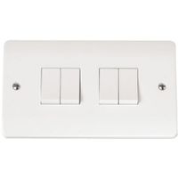 Show details for  10AX 2 Way Plate Switch, 4 Gang, White, Mode Range