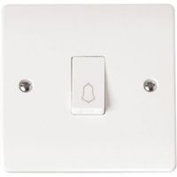 Show details for  10AX 1 Way Retractive Switch 'Bell', 1 Gang, White, Mode Range