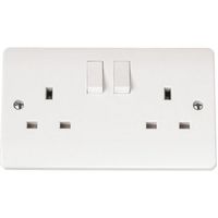 Show details for  13A Double Pole Switched Socket, 2 Gang, White, Mode Range