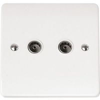 Show details for  Twin Coaxial Outlet, 1 Gang, White, Mode Range