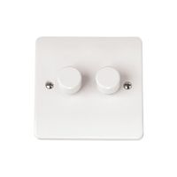 Show details for  Click Mode 250W 2 Gang 2 Way Resistive Inductive Dimmer Switch White     