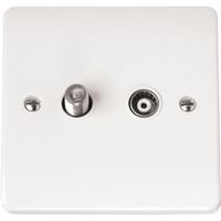 Show details for  Coaxial and Satellite Socket Outlet, 2 Gang, Polar White, Mode Range