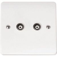 Show details for  Coaxial Socket Outlet, 2 Gang, Polar White, Mode Range