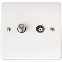 Show details for  Coaxial and Satellite Socket Outlet, 2 Gang, Polar White, Mode Range