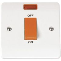 Show details for 45A Double Pole Switch with Neon and Red Rocker, 1 Gang, White, Mode Range