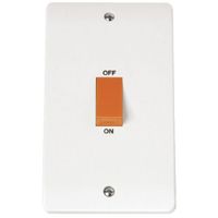Show details for 45A Double Pole Switch with Red Rocker, 2 Gang, White, Mode Range