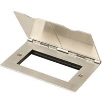 Show details for  New Media Unfurnished Floor Plate, 2 Gang, 4 Aperture, Stainless Steel, Essentials Range