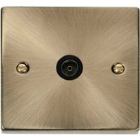 Show details for  Click Deco 1 Gang Non Isolated Coaxial Socket Black Insert Antique Brass