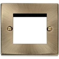 Show details for  Deco Square Corner Antique Brass 2 Gang New Media Outlet Plate