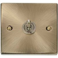 Show details for  Deco Square Corner Antique Brass 10AX 1 Gang 2 Way Toggle Switch