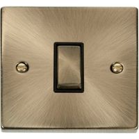 Show details for  10AX Intermediate Plate Switch, 1 Gang, Antique Brass, Black Trim, Deco Range