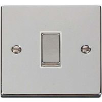 Show details for  10AX 2 Way Plate Switch, 1 Gang, Polished Chrome, White Trim, Deco Range