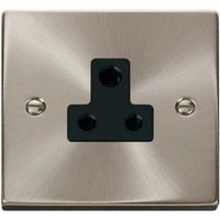 Show details for 5A Round Pin Socket, 1 Gang, Satin Chrome, Black Trim, Deco Range