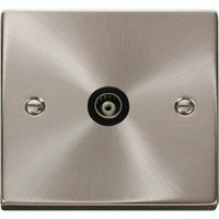 Show details for  Click Deco 1 Gang Coaxial Isolated Socket Black Insert Satin Chrome