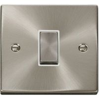 Show details for  10AX 2 Way Plate Switch, 1 Gang, Satin Chrome, White Trim, Deco Range