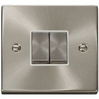 Show details for  10AX 2 Way Plate Switch, 2 Gang, Satin Chrome, White Trim, Deco Range