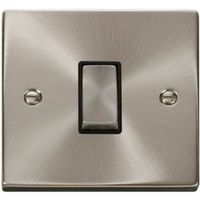 Show details for  10AX Intermediate Plate Switch, 1 Gang, Satin Chrome, Black Trim, Deco Range